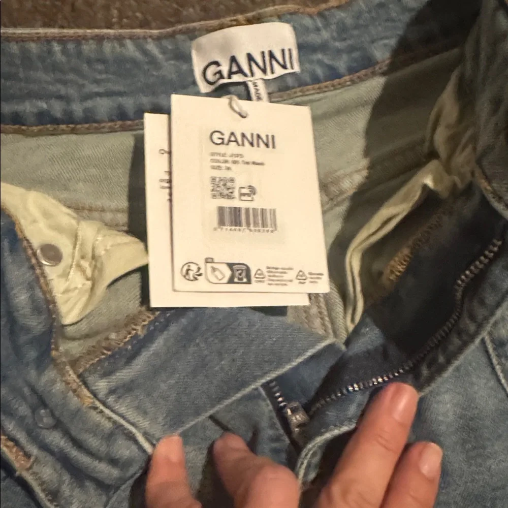 Ganni Blue Denim Midi Skirt